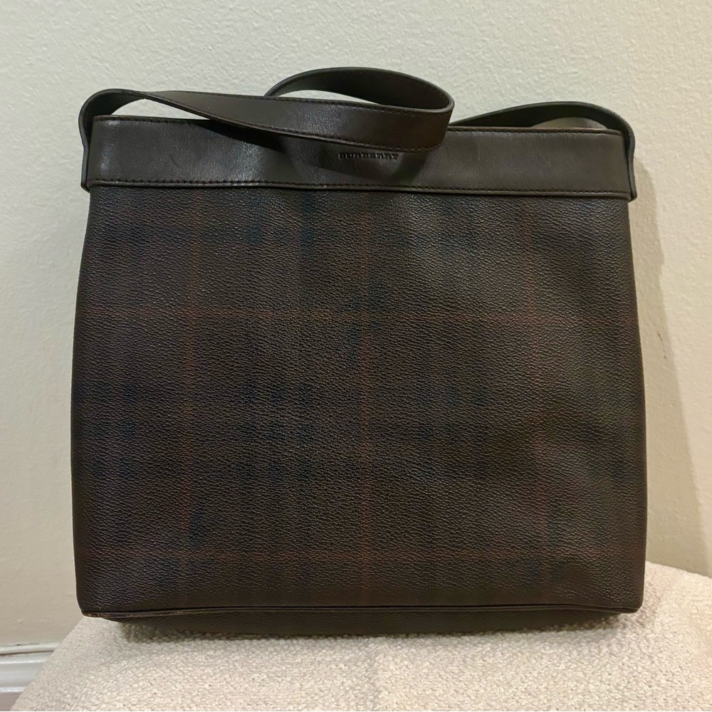 🛑SOLD🛑 Vintage Burberry Unisex Dark Brown Plaid Tote Bag